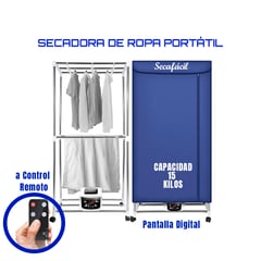 GENERICO - Secadora de ropa eléctrica plegable 1300w a control remoto