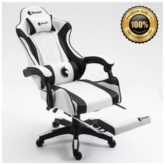 DREIZT - Silla Gamer Ergonómica Shine Series Blanco Posapies Reclinable