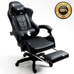 DREIZT - Silla Gamer Ergonómica Shine Series Negro Posapies Reclinable