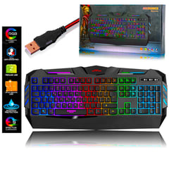 MICRONICS - Teclado Gamer RGB 9 Efectos de Iluminación Teclas Anti-ghosting