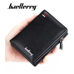 BAELLERRY - Billetera Hombre Cuero PU Negro con Tarjetero y Monedero