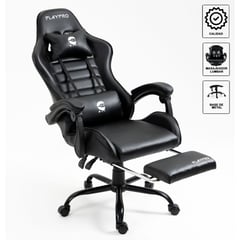 PLAYPRO - Silla Gamer Con Masajeador Lumbar X1 Negro Base De Metal