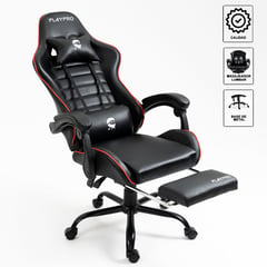 PLAYPRO - Silla Gamer con Masajeador Lumbar X1 Rojo Base de Metal