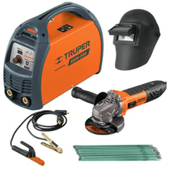 TRUPER - Combo Soldadora inversora 200A amoladora mascara de soldar electrodos