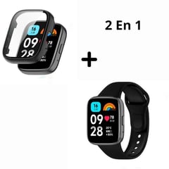 GENERICO - Bumper con Vidrio Negro + Correa para Redmi Watch 3 Active - Negro