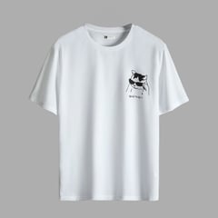 YANSUS - Polo Hombre Blanco Estampado Gato