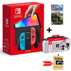 NINTENDO - Consola Switch Oled Neon version japon - Estuche - Juego