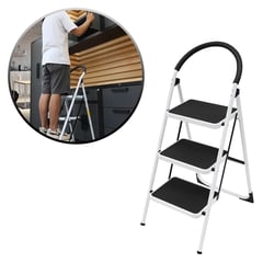 BUYPAL - Escalera Plegable 3 Pasos Resistente y Antideslizante