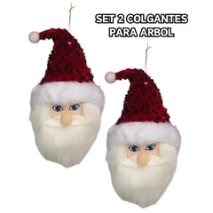 GENERICO - Colgante para árbol de navidad 2 piezas papa noel rojo