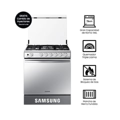 SAMSUNG - Cocina a Gas NX52T7322PS, 5 hornillas Mirror Look