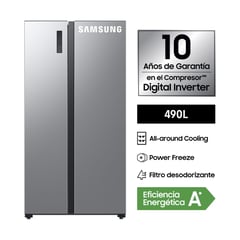 SAMSUNG - Refrigeradora Side by Side Gris 490Lt RS52B3000M9