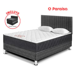 PARAISO - Dormitorio Majestic Gris 2 Plazas + Sofá Cama + 2 almohadas